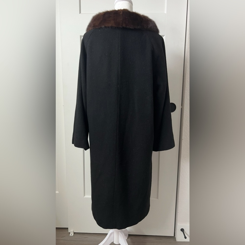 Vintage Black Cashmere Coat with Fur Collar - Picture 3 of 13